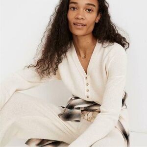 Madewell Asherton Waffle Henley Sweater XS Ivory